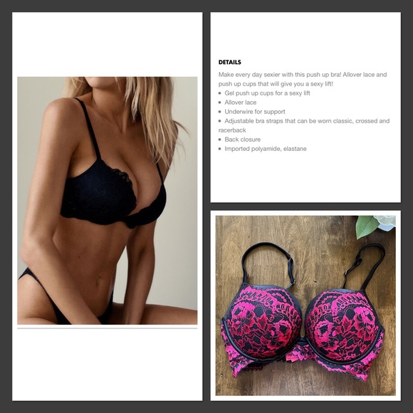 LA SENZA 'Beyond Sexy' Black/Red Lace Push Up Convertible Bra - Picture 2 of 7